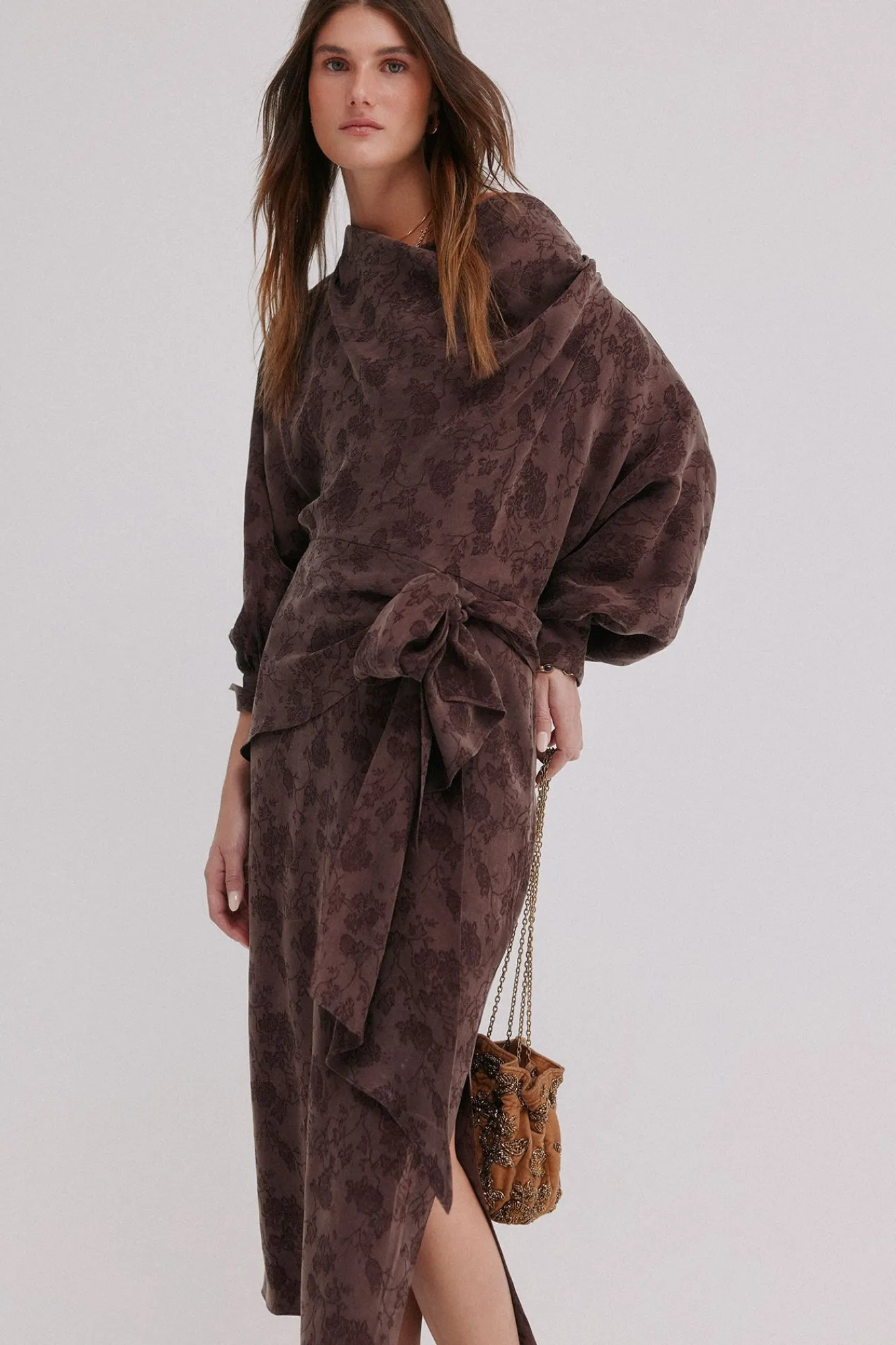 Hoss Intropia Vestidos-Agatha. Vestido jacquard Castanho