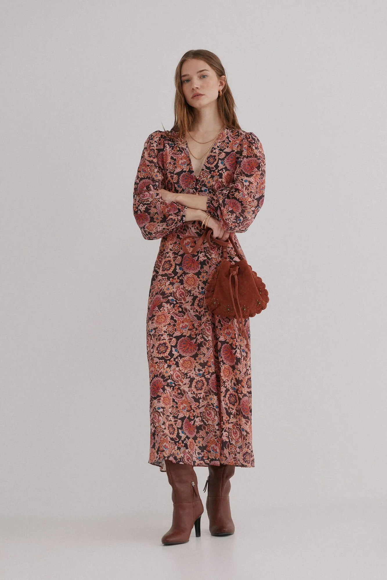 Hoss Intropia Vestidos-Aitana. Vestido estampado Castanho