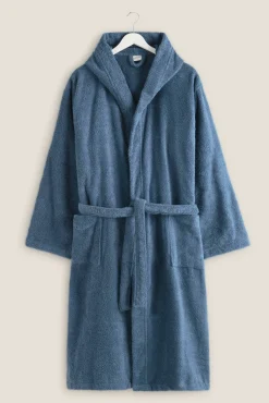 Textura Roupa De Banho-Albornoz capucha azul