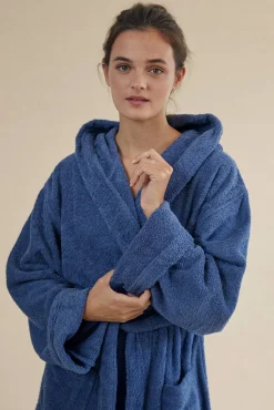 Textura Roupa De Banho-Albornoz capucha azul