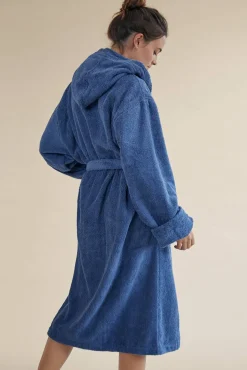 Textura Roupa De Banho-Albornoz capucha azul