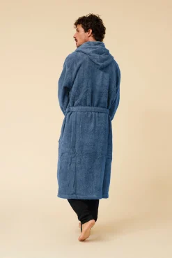 Textura Roupa De Banho-Albornoz capucha azul