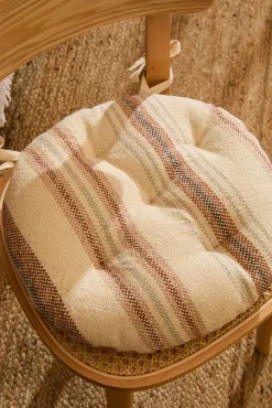 Calma House Almofadas-Almofada redonda riscas para cadeira em tons terrosos Peru vermelho