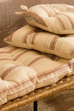 Calma House Almofadas-Almofada redonda riscas para cadeira em tons terrosos Peru vermelho