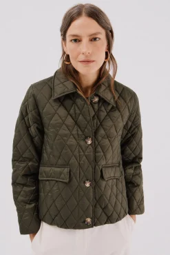 Cortefiel Casacos|Acolchoados E Agasalhos-Anoraque acolchoado com botões Verde