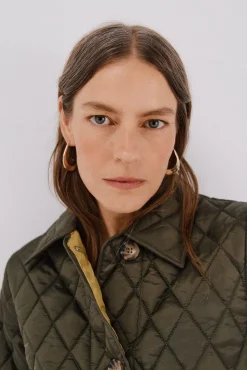 Cortefiel Casacos|Acolchoados E Agasalhos-Anoraque acolchoado com botões Verde