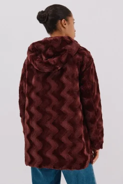 Cortefiel Casacos|Acolchoados E Agasalhos-Anoraque acolchoado reversível com efeito de pele Granada