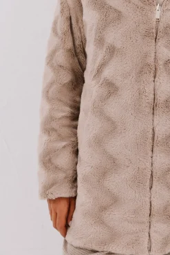 Cortefiel Casacos|Acolchoados E Agasalhos-Anoraque acolchoado reversível com efeito de pele Tostado