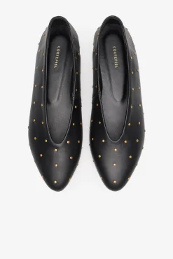 Cortefiel Sabrinas|Calçado De Couro-Bailarina com tachas de couro Preto