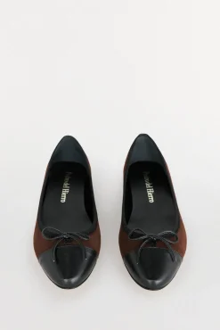 Pedro del Hierro Sabrinas-Bailarina de pele com biqueira de logo Marrom