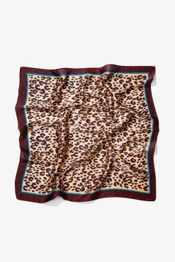 Vilanova Cachecol-Bandana de cetim com estampa de leopardo Castanho