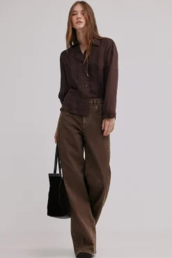 Hoss Intropia Jeans|Calças-Beth. Jeans lavado Castanho