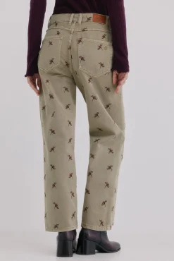 Hoss Intropia Jeans-Bettina. Calça jeans bordada Verde