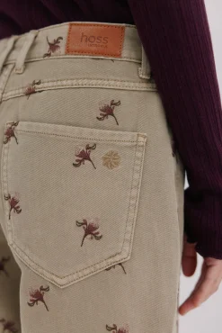 Hoss Intropia Jeans-Bettina. Calça jeans bordada Verde