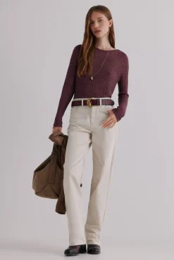 Hoss Intropia Jeans-Bianca. Jeans bordado Ecru