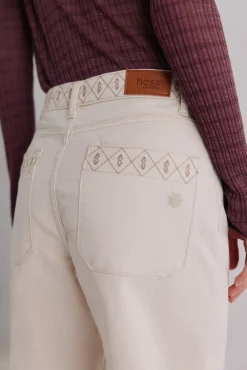 Hoss Intropia Jeans-Bianca. Jeans bordado Ecru