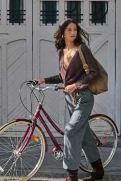 Hoss Intropia Jeans-Bibiana. Calça jeans trespassada Cinzento