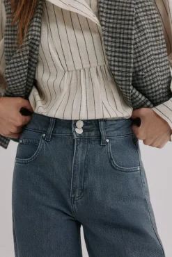 Hoss Intropia Jeans-Bibiana. Calça jeans trespassada Cinzento