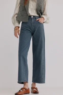 Hoss Intropia Jeans-Bibiana. Calça jeans trespassada Cinzento