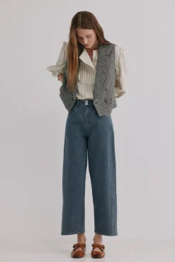 Hoss Intropia Jeans-Bibiana. Calça jeans trespassada Cinzento