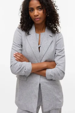 Vero Moda Blazers-Blazer aberto com lapela Cinzento