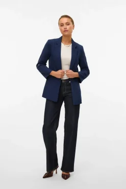 Vero Moda Blazers-Blazer aberto com manga arregaçadas Azul