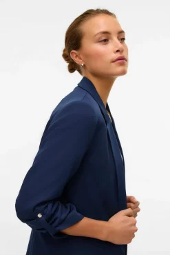 Vero Moda Blazers-Blazer aberto com manga arregaçadas Azul