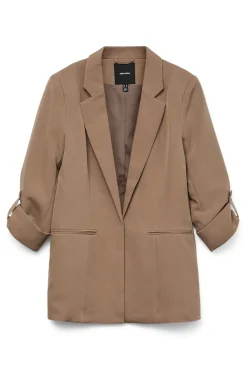 Vero Moda Blazers-Blazer aberto com manga arregaçadas Castanho