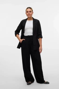 Vero Moda Blazers-Blazer aberto com manga arregaçadas Preto