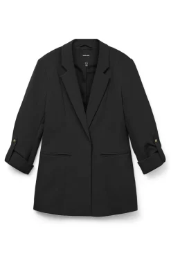 Vero Moda Blazers-Blazer aberto com manga arregaçadas Preto
