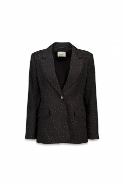 Slowlove Blazers-Blazer ajustado com strass. Preto