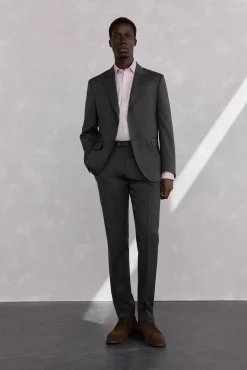 Pedro del Hierro Blazers|Blazers-Blazer cinza estruturado slim fit bi-elástico Cizento