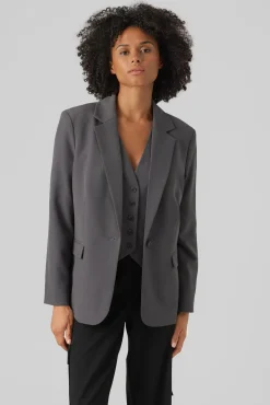 Vero Moda Blazers-Blazer clássico corte reto Cinzento