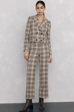 Pedro del Hierro Blazers-Blazer cropped trespassado Marrom