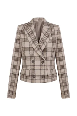 Pedro del Hierro Blazers-Blazer cropped trespassado Marrom