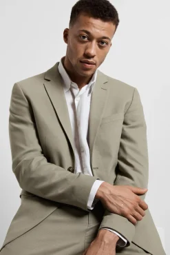 Selected Blazers|Blazers-Blazer de fato Slim Fit confecionado com lã Tostado