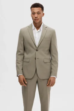 Selected Blazers|Blazers-Blazer de fato Slim Fit confecionado com lã Tostado