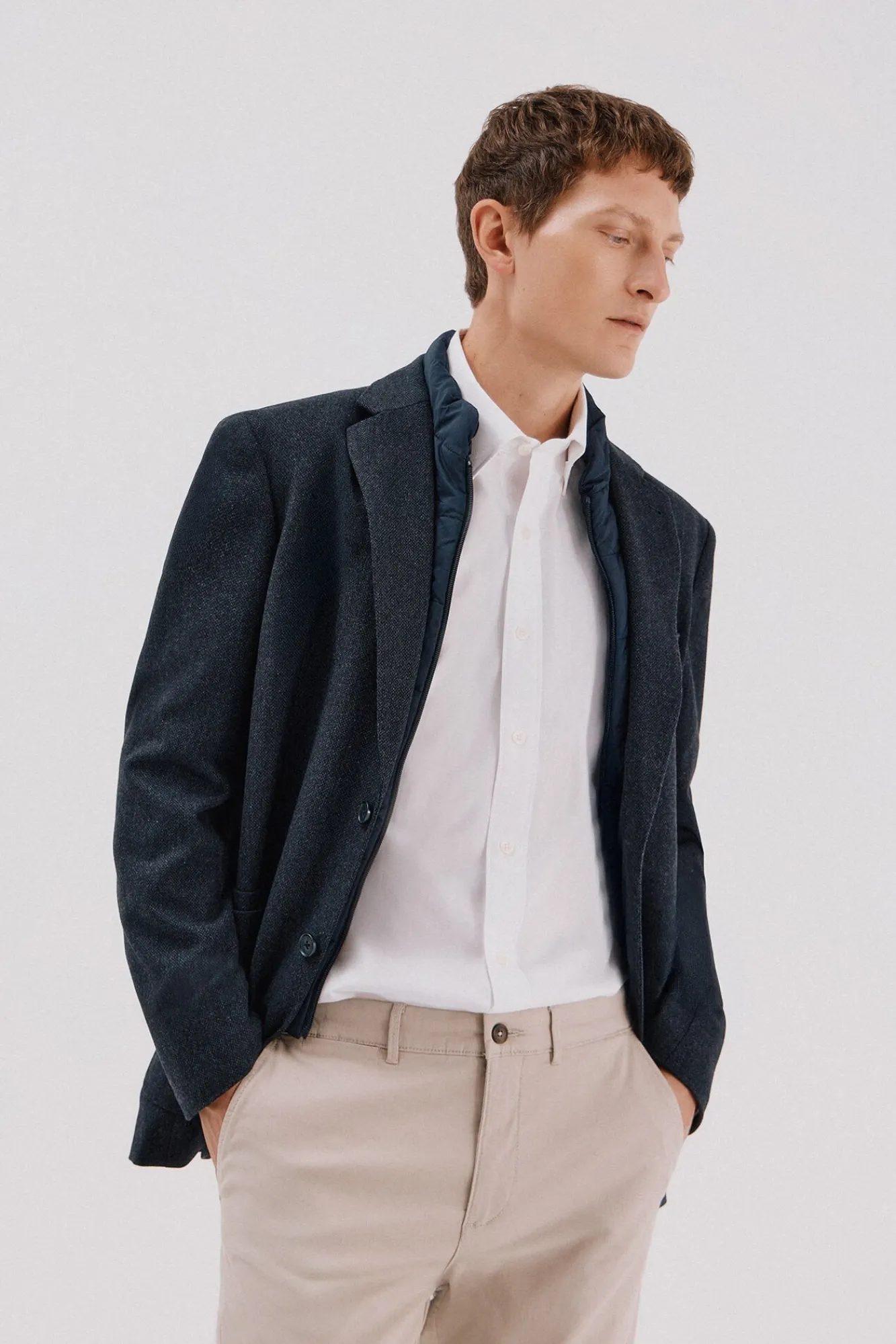 Cortefiel Blazers|Blazers-Blazer de lã com vistas removíveis Azul