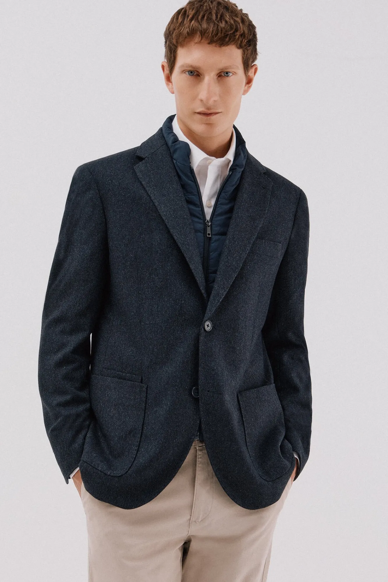 Cortefiel Blazers|Blazers-Blazer de lã com vistas removíveis Azul