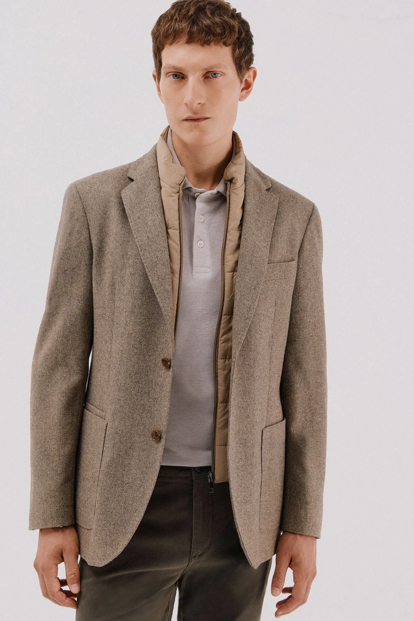 Cortefiel Blazers|Blazers-Blazer de lã com vistas removíveis Tostado