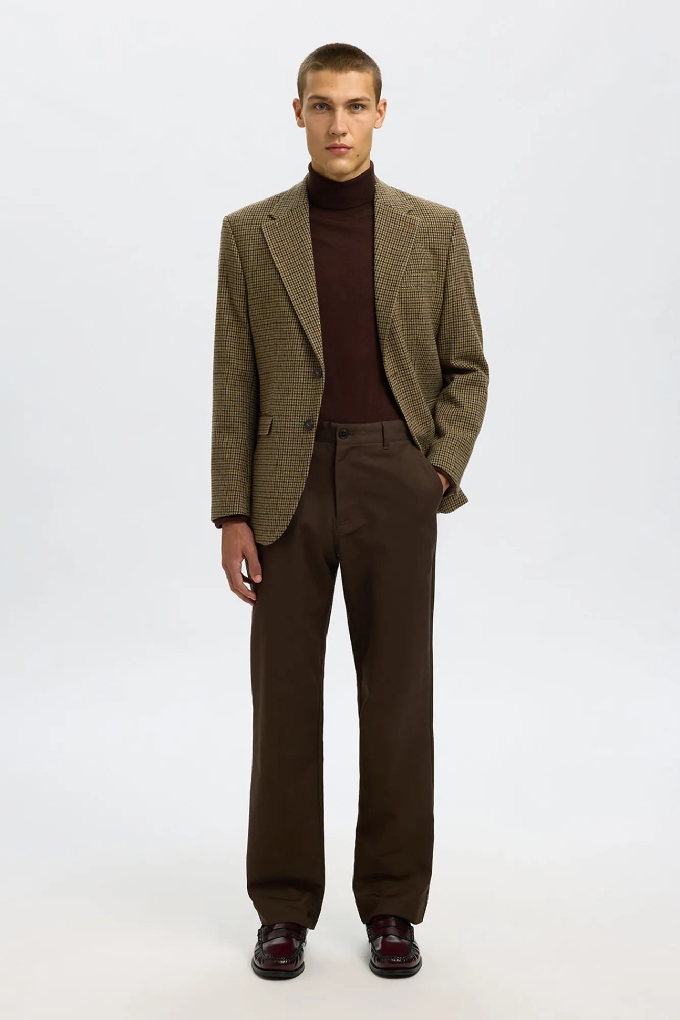 Selected Blazers|Blazers-Blazer de lã de corte regular Castanho