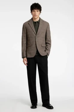Selected Blazers|Blazers-Blazer de lã slim fit Castanho