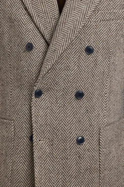 Selected Blazers|Blazers-Blazer de lã trespassado Tostado