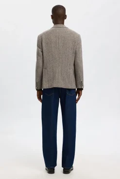 Selected Blazers|Blazers-Blazer de lã trespassado Tostado