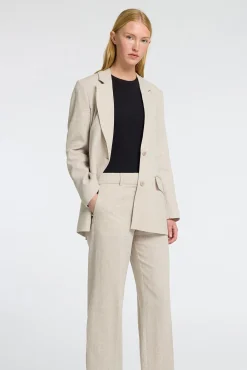Selected Blazers-Blazer de linho com ajuste relaxado Tostado