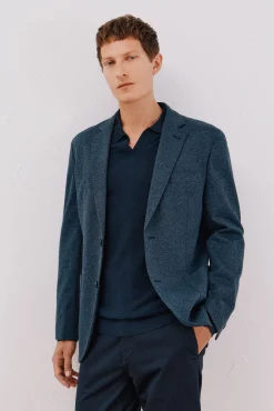 Cortefiel Blazers|Blazers-Blazer de malha espiga Azul