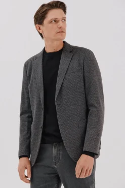 Cortefiel Blazers|Blazers-Blazer de malha pied-de-poule Cinzento