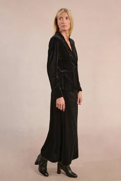 Molly Bracken Blazers-Blazer de veludo com gola e lapela Preto