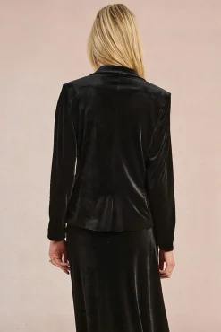 Molly Bracken Blazers-Blazer de veludo com gola e lapela Preto