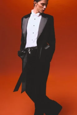 Pedro del Hierro Blazers-Blazer de veludo e cetim Preto